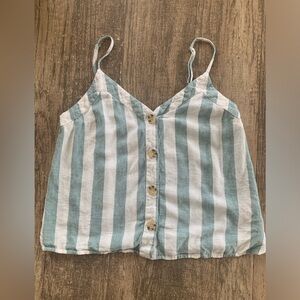 XS green & white button up tank top